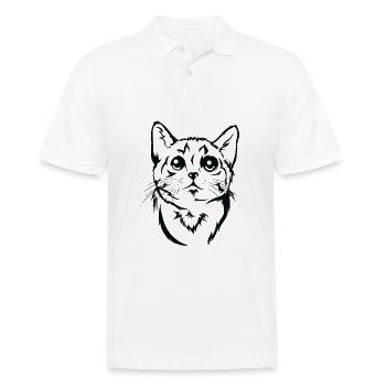 Portrait de chat mignon - Animal Lover Design - Polo Homme - blanc - Devant - Kai (181cm)