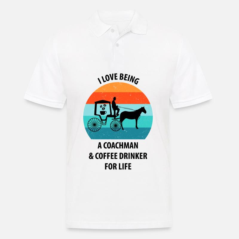 Cocher Calèche Calèche Café - Polo Homme - blanc