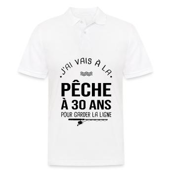 30 ans je vais à la pêche pour garder la ligne - Polo Homme - blanc - Devant - Kai (181cm)