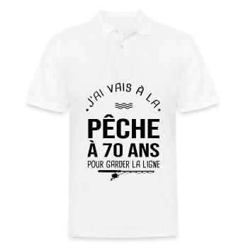 70 ans je vais à la pêche pour garder la ligne - Polo Homme - blanc - Devant - Kai (181cm)