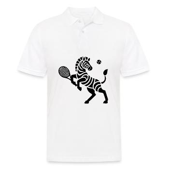 Zebra Tennis Silhouette Minimalistisches Design - Männer Poloshirt - Weiß - Vorne - Kai (181cm)