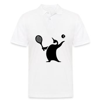 Pingouin Joueur de Tennis Silhouette Minimaliste - Polo Homme - blanc - Devant - Kai (181cm)