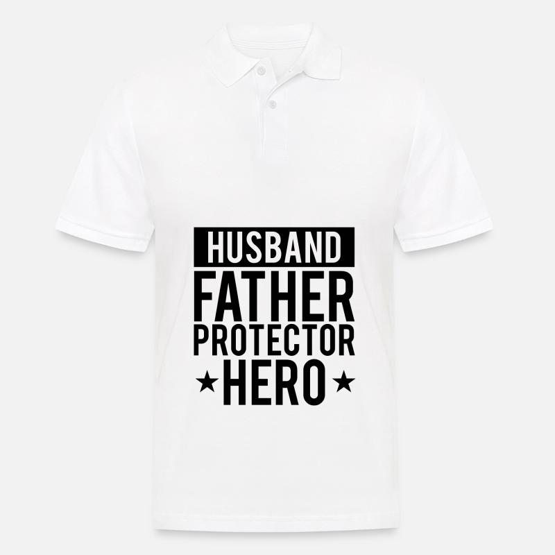 husband father protector hero - Männer Poloshirt - Weiß