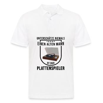 Unterschätze niemals alten Mann Plattenspieler - Männer Poloshirt - Weiß - Vorne - Kai (181cm)