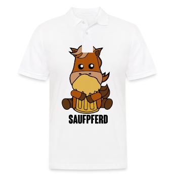 Saufpferd Pferd Pony Biertrinker Saufen Bier - Männer Poloshirt - Weiß - Vorne - Kai (181cm)