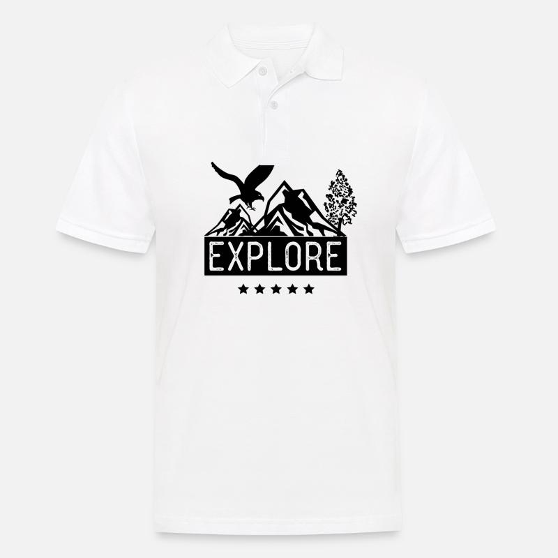 Explore - Männer Poloshirt - Weiß