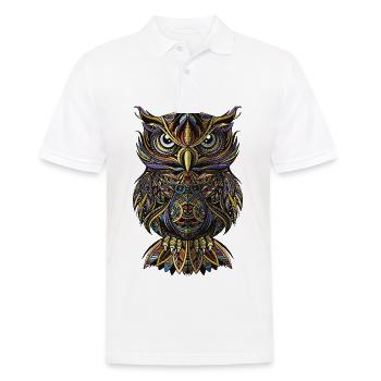 Eule Illustration Geschenk - Männer Poloshirt - Weiß - Vorne - Kai (181cm)