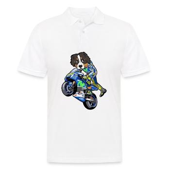 Cadeau de motard moto motard chien - Polo Homme - blanc - Devant - Kai (181cm)