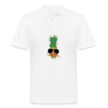 Ananas Pineapple mit Sonnenbrille Cool Tropical - Männer Poloshirt - Weiß - Vorne - Kai (181cm)
