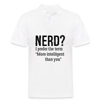 Nerd, ich bevorzuge den Begriff intelligenter als du - Männer Poloshirt - Weiß - Vorne - Kai (181cm)