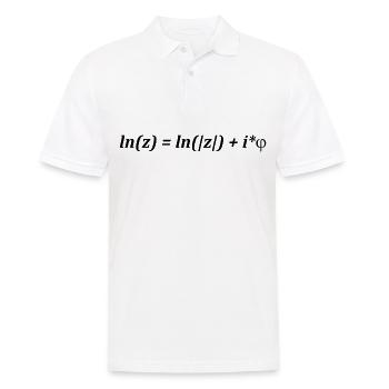 Mathematik Formel Gleichung ln(z) = ln(|z|) + i*j - Männer Poloshirt - Weiß - Vorne - Kai (181cm)