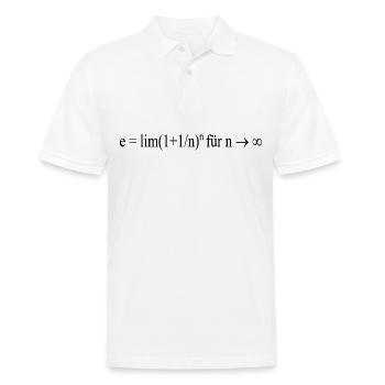 Mathematik Formel Gleichung e = lim(1+1/n)n für n - Männer Poloshirt - Weiß - Vorne - Kai (181cm)