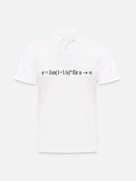 Mathematik Formel Gleichung e = lim(1+1/n)n für n - Männer Poloshirt - Weiß