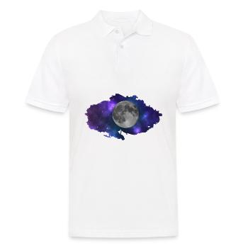 Cloud with Moon and Space Design- Moon, Galaxy - Men's Polo Shirt - white - Front - Kai (181cm)
