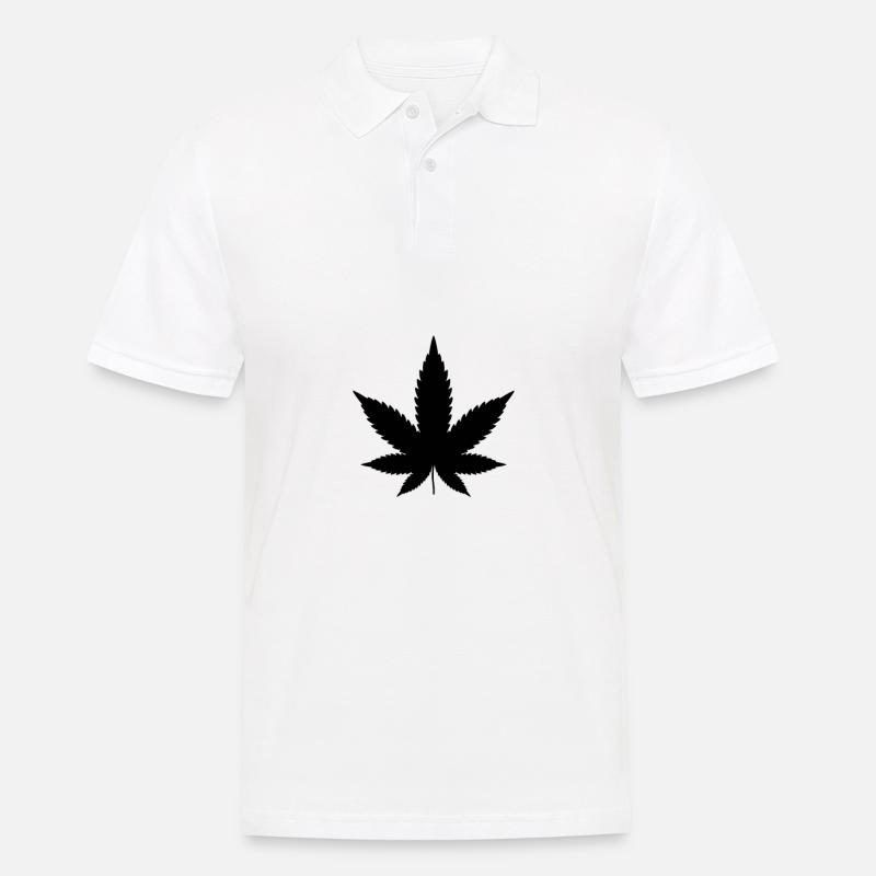 Canabisblatt, Hanfblatt, Marihuana - Männer Poloshirt - Weiß