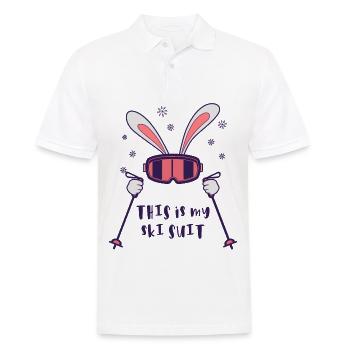 This is my Ski Suit Skiing Rabbit with ski poles - Men's Polo Shirt - white - Front - Kai (181cm)