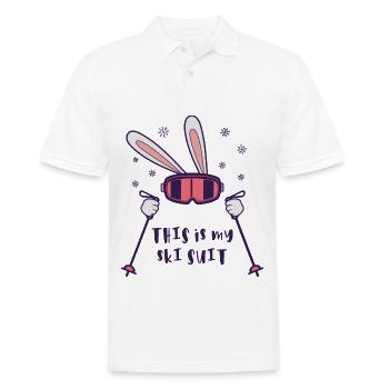 This is my Ski Suit Skiing Rabbit with ski poles - Men's Polo Shirt - white - Front - Kai (181cm)