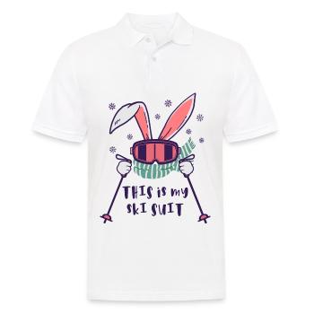 This is my Ski Suit Skiing Rabbit with ski poles - Men's Polo Shirt - white - Front - Kai (181cm)