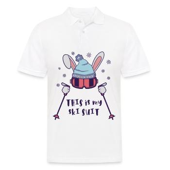 This is my Ski Suit Skiing Rabbit with ski poles - Men's Polo Shirt - white - Front - Kai (181cm)