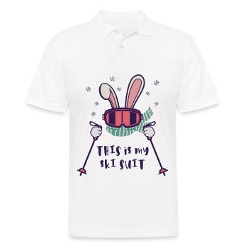 This is my Ski Suit Skiing Rabbit with ski poles - Men's Polo Shirt - white - Front - Kai (181cm)