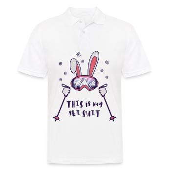 This is my Ski Suit Skiing Rabbit with ski poles - Men's Polo Shirt - white - Front - Kai (181cm)