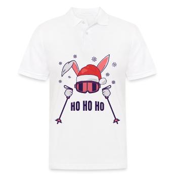 Skihase Skihäschen mit Nikolausmütze und Skistöcke - Männer Poloshirt - Weiß - Vorne - Kai (181cm)
