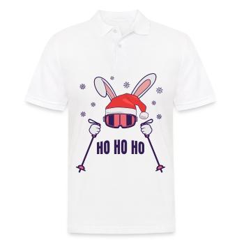 Skihase Skihäschen mit Nikolausmütze und Skistöcke - Männer Poloshirt - Weiß - Vorne - Kai (181cm)