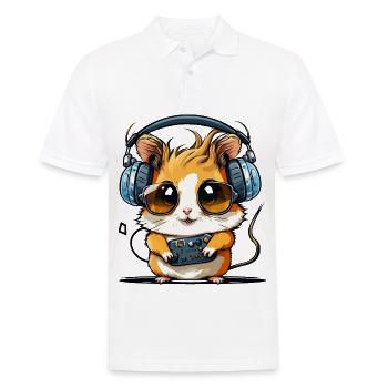 Hamster Beats - Men's Polo Shirt - white - Front - Kai (181cm)