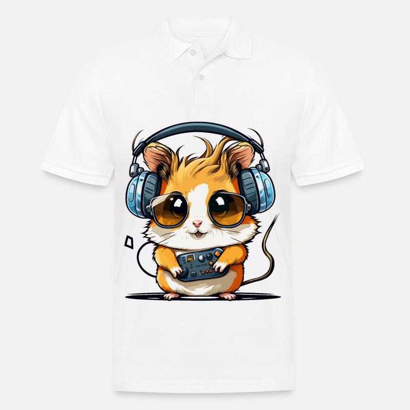 Hamster Beats - Männer Poloshirt - Weiß