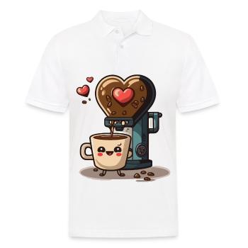 L’amour du café : un dessin animé fantaisiste - Polo Homme - blanc - Devant - Kai (181cm)