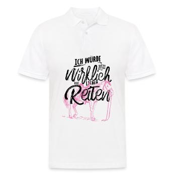 Ich würde jetzt wirklich lieber Reiten! - Männer Poloshirt - Weiß - Vorne - Kai (181cm)