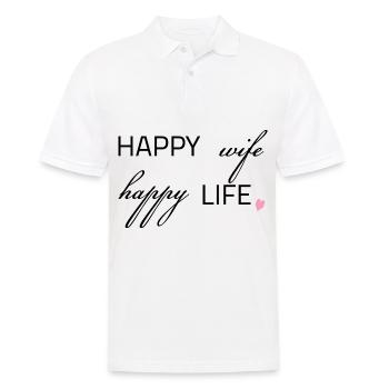 Femme heureuse, vie heureuse - Polo Homme - blanc - Devant - Kai (181cm)