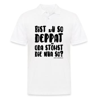 bist du so deppat... echt wienerisch - Männer Poloshirt - Weiß - Vorne - Kai (181cm)