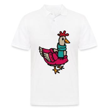 Chicken Hen Crazy Chicken - Men's Polo Shirt - white - Front - Kai (181cm)