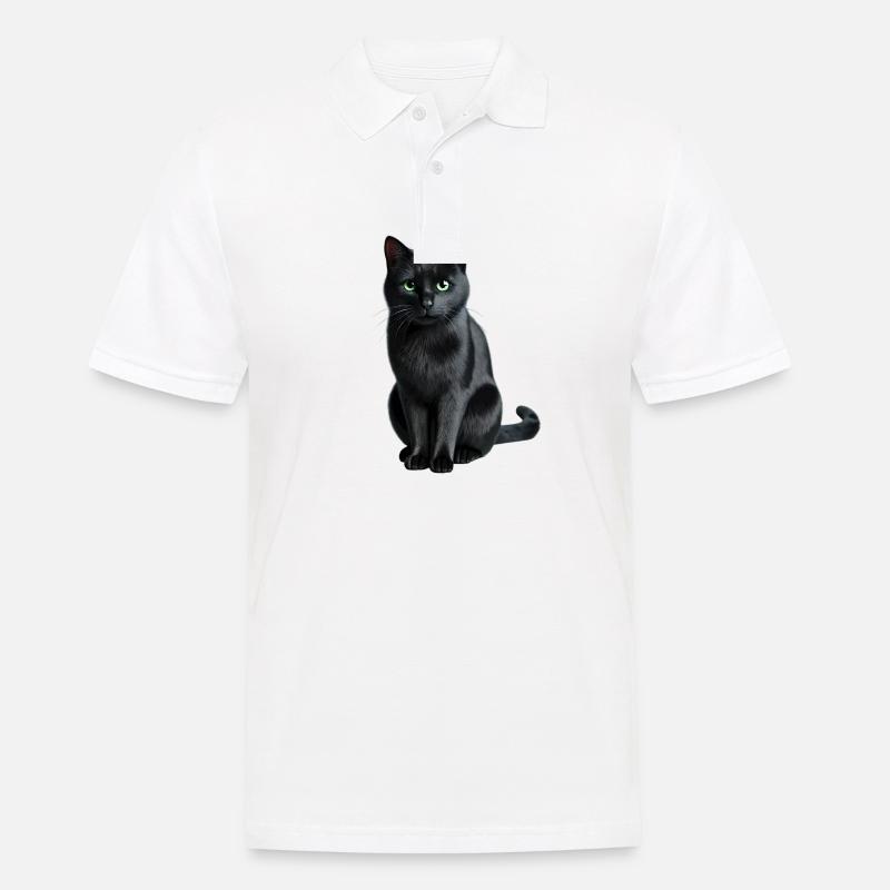 Schwarze Katze - Männer Poloshirt - Weiß