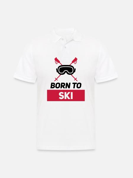 BORN TO SKI - Men's Polo Shirt - white