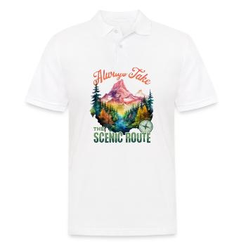 Hiking Hiking Mountains Mountaineering Climbing Nature - Men's Polo Shirt - white - Front - Kai (181cm)