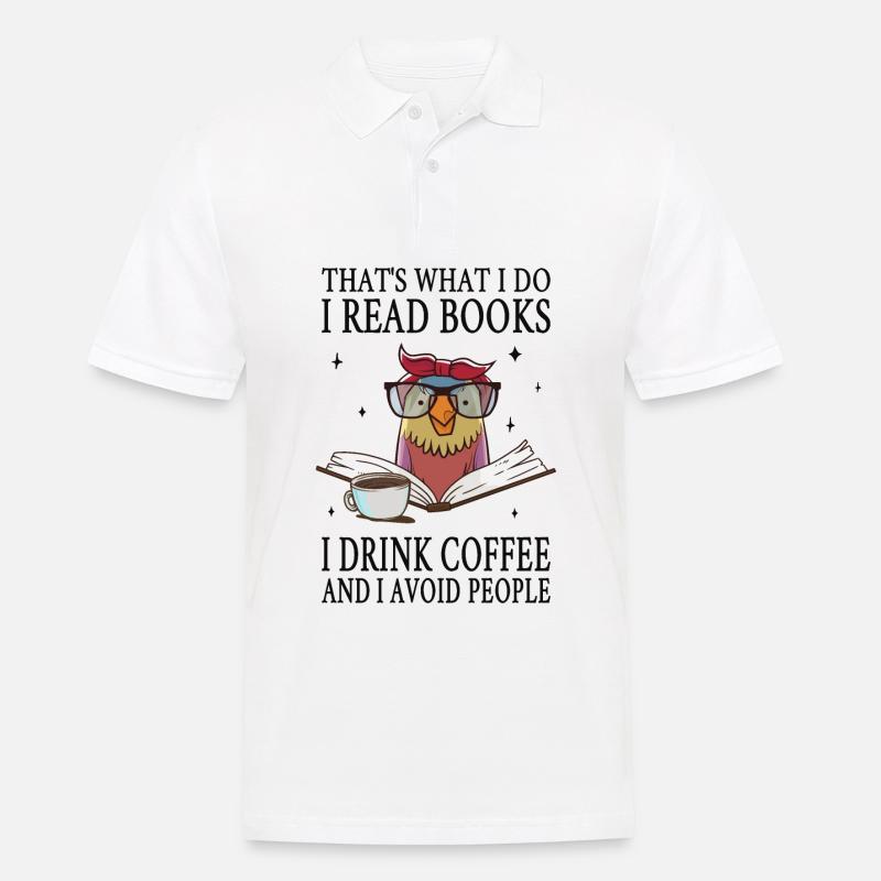 Leggo libri, bevo caffè ed evito le persone - Polo da uomo - bianco