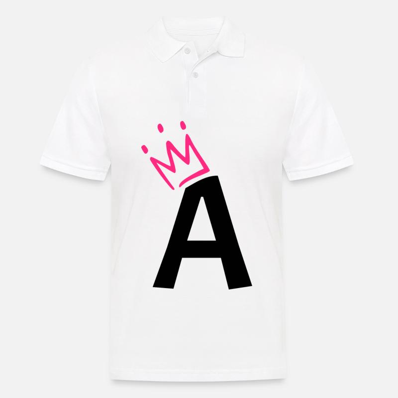 Buchstabe A mit Krone - Männer Poloshirt - Weiß