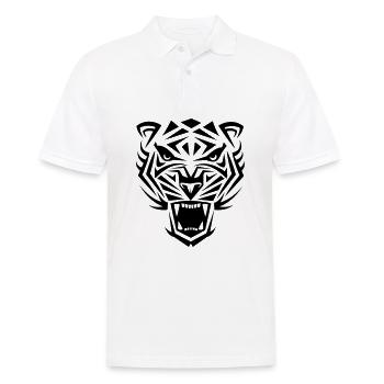 Tiger Tribal Wild Katze Cool Laune - Männer Poloshirt - Weiß - Vorne - Kai (181cm)