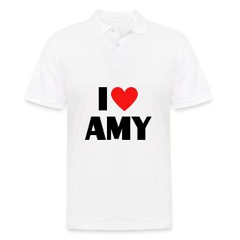 I love Amy Rotes Herz Liebe Fan Geschenk - Männer Poloshirt - Weiß - Vorne - Kai (181cm)