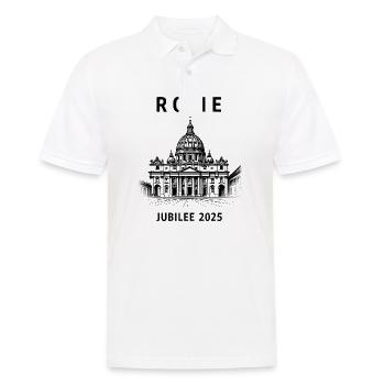 Jubiläum 2025 - Rom Pilger Motiv - Männer Poloshirt - Weiß - Vorne - Kai (181cm)