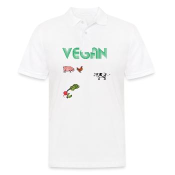Veganer Vegetarier Tierschutz Geschenkidee - Männer Poloshirt - Weiß - Vorne - Kai (181cm)