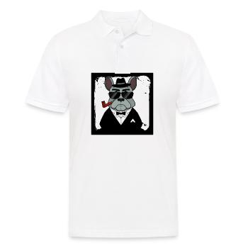 Drôle de chien français de bouledogue de style mafieux - Polo Homme - blanc - Devant - Kai (181cm)