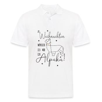 Zu Weihnachten wünsche ich mir ein Alpaka - Männer Poloshirt - Weiß - Vorne - Kai (181cm)