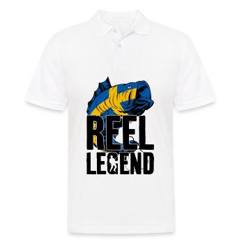 REEL LEGEND SCHWEDEN ANGELN ANGLER - Männer Poloshirt - Weiß - Vorne - Kai (181cm)