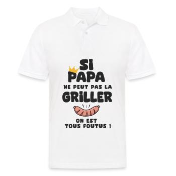 papa roi barbecu cadeau papa fête des pères - Polo Homme - blanc - Devant - Kai (181cm)