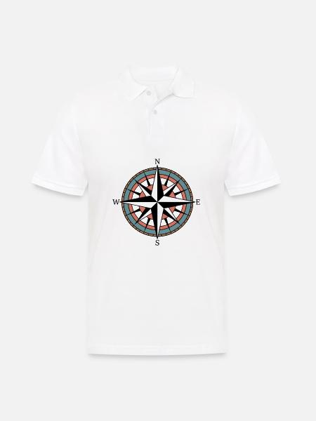 Vintage Kompassrose Abenteuer Symbol Grafik - Männer Poloshirt - Weiß