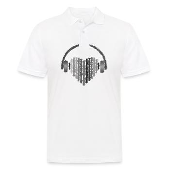 Musique coeur - écouteurs - amour - Polo Homme - blanc - Devant - Kai (181cm)
