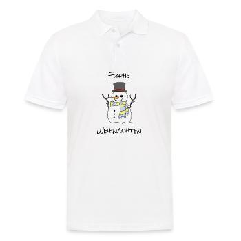 Frohe Weihnachten Schneemann Design - Männer Poloshirt - Weiß - Vorne - Kai (181cm)